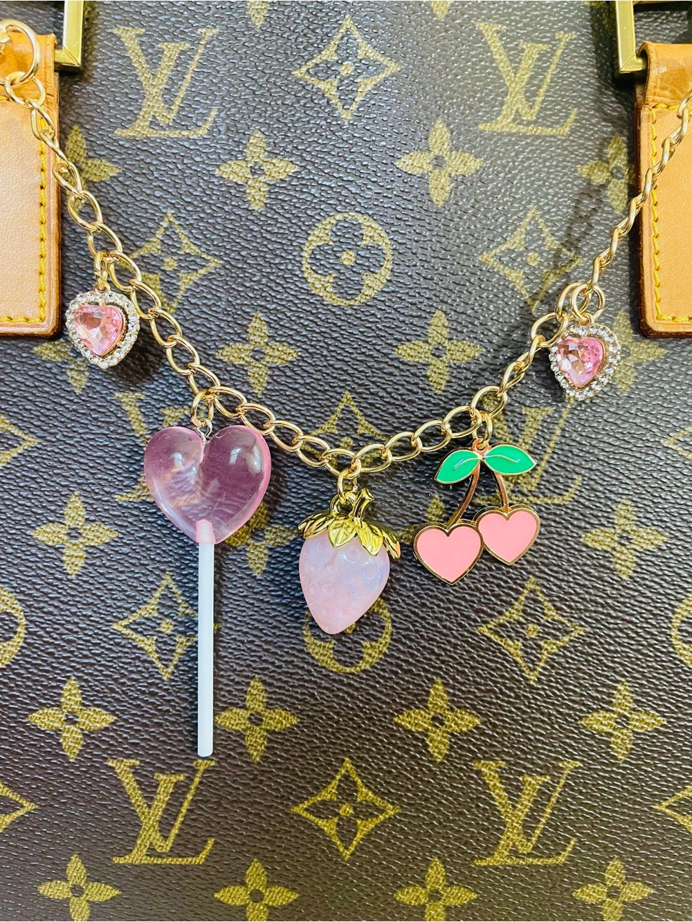 Pink Charm with Heart Lollipop & Fruit Charms